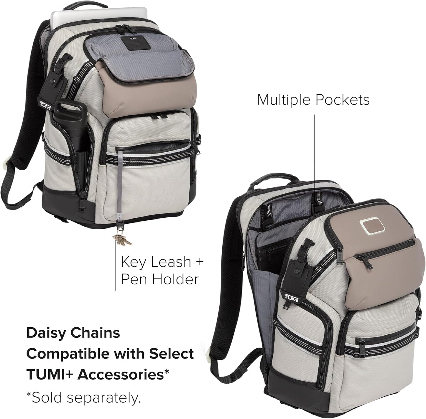 TUMI - Alpha Bravo Nomadic Backpack - Men's Durable Carry On Bag - 18.8" X 15.0" X 9.0" - Fits up to 15" Laptop - Chalk (Glow in the Dark)