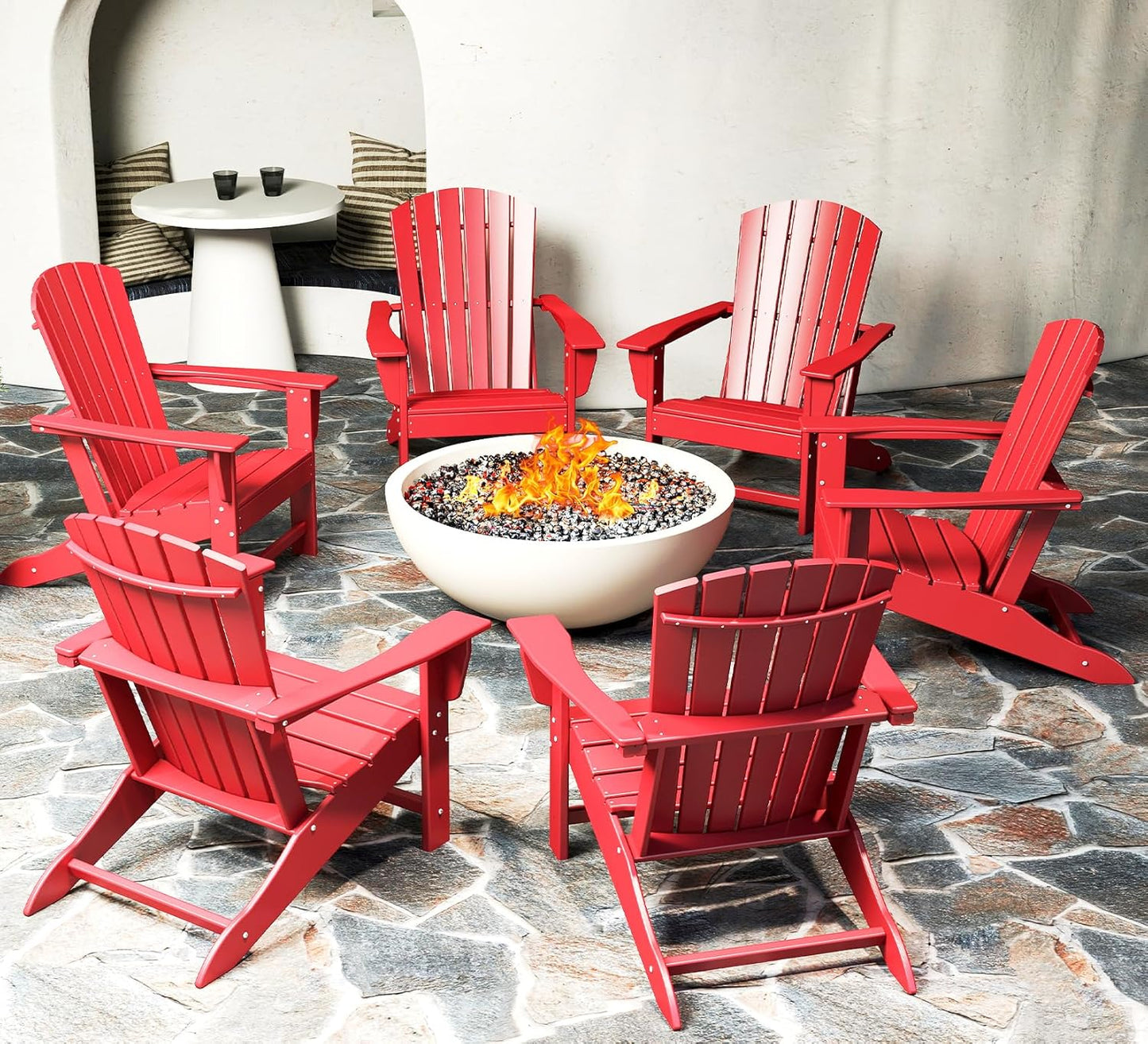 BRIOPAWS Adirondack-Chairs-Set of 4 | Fire Pit Chair | Oversized | HDPE Plastic | Weather Resistant | for Deck Outdoor Poolside Campfire | Blue