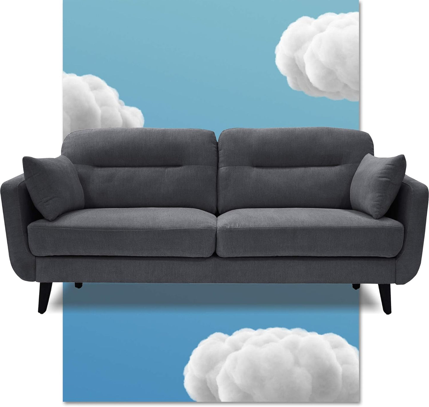 Serta Sierra Living Room Sofas Modern Design, Microfiber Upholstered Couch Ideal for Smaller Spaces Arm Chair Smoke Gray