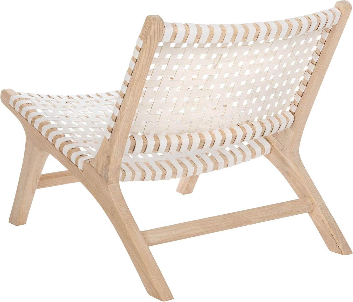 Safavieh Home Luna Natural and White Leather Woven Accent Chair