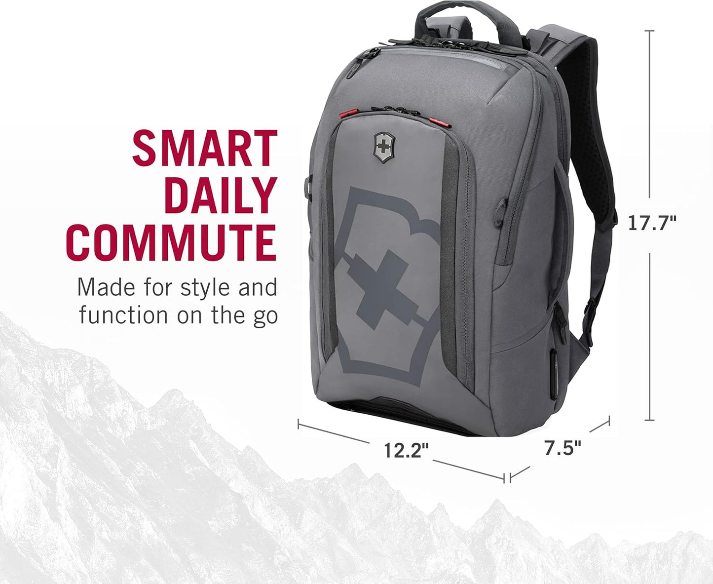 Victorinox Touring 2.0 Commuter Backpack - Professional, Durable 15" Laptop Backpack for Daily Use - Features Waterproof Pouch - 21 Liters, Light Gray