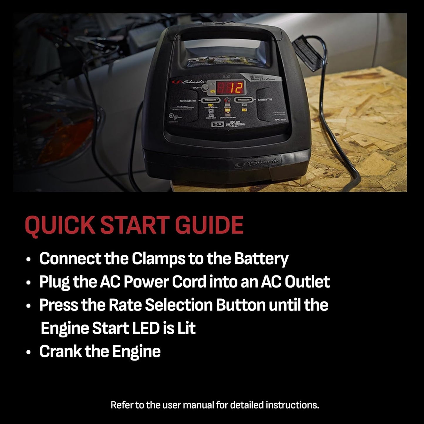 Schumacher Electric 6A Car Battery Charger and 85A Engine Starter, 6-in-1 Solution, Maintainer, 30A Boost, for 6V/12V Power Sport, Automotive, and Marine Batteries, SC1307