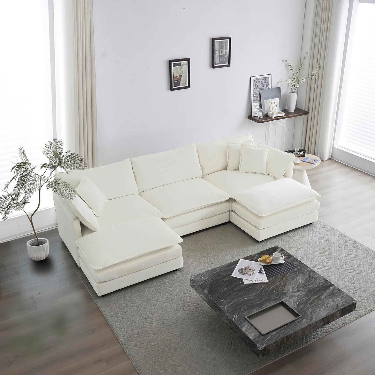 WILLIAMSPACE 41" Single Sofa Chair, Modern Upholstered Armchair with 1 Toss Pillow, Small Cream Couch Chair for Living Room, Deep Seat Reading Sofa for Bedroom Apartment, Chenille Fabric (Cream White)