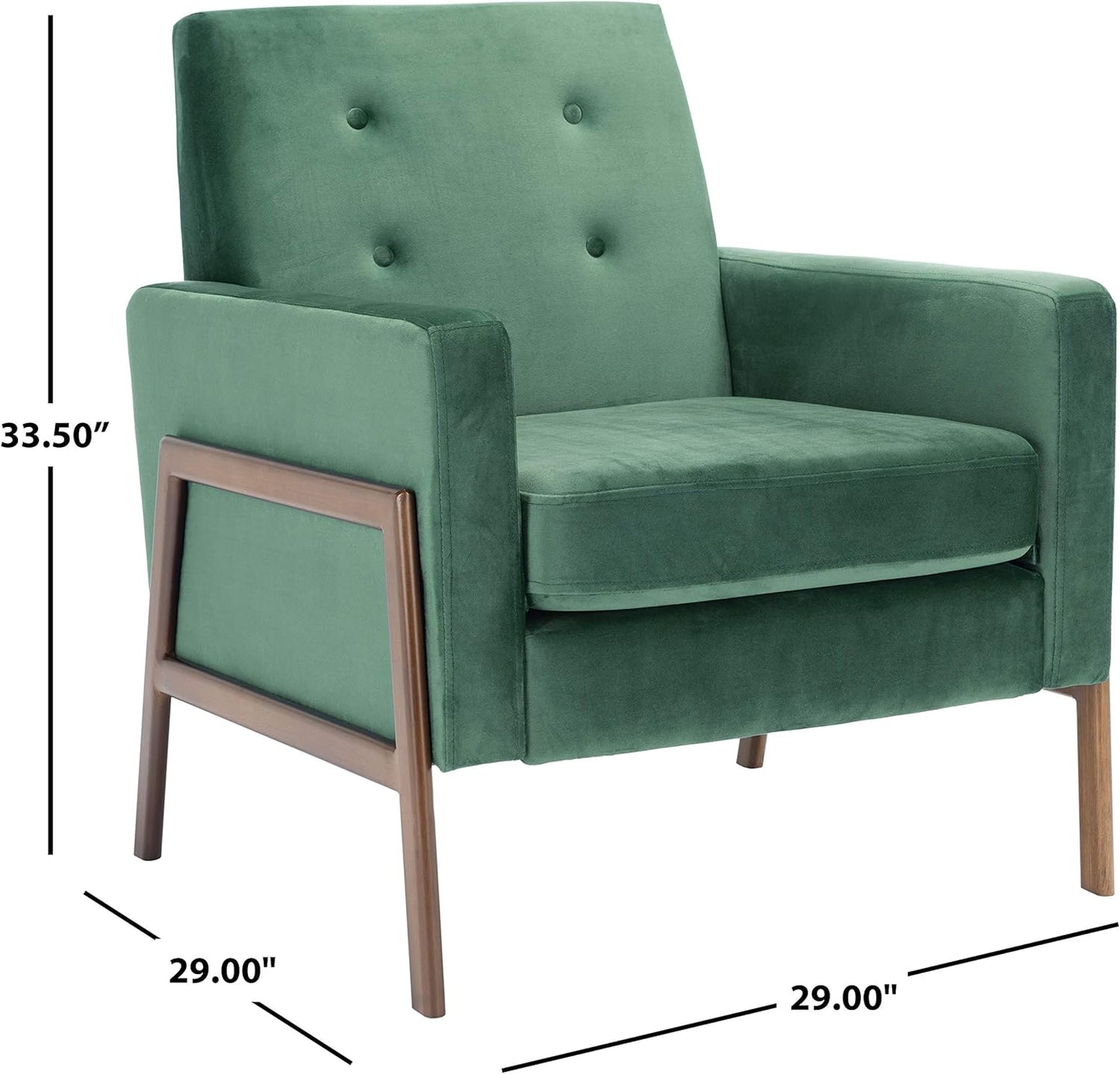 SAFAVIEH Home Collection Roald Velvet Sofa Accent Club Chair ACH6209B, Malachite Green/Antique Coffee