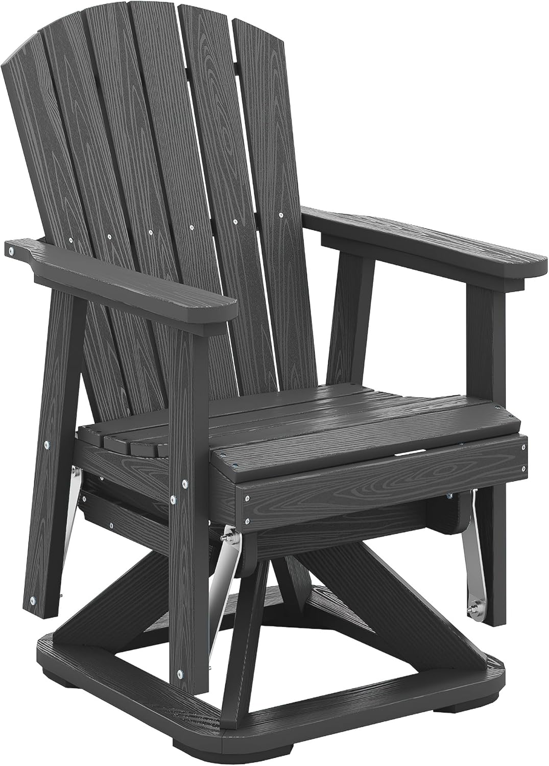 SERWALL Adirondack Swivel Glider Chair, HDPE Swivel Glider Set of 2 for Outdoor, All-Weather Glider Chair for Porch, Balcony, Midnight Black