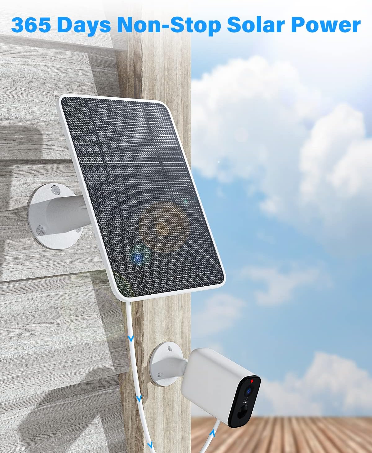 Upgraded Solar Panel Charging Compatible with Pro 5S, Arlo Pro 4, Pro 3, Pro 3 Floodlight, Ultra 2, Ultra, 4W Solar Panel with 9.8ft Charging Cable, IP65 Waterproof, Includes Secure Wall Mount, 3 Pack