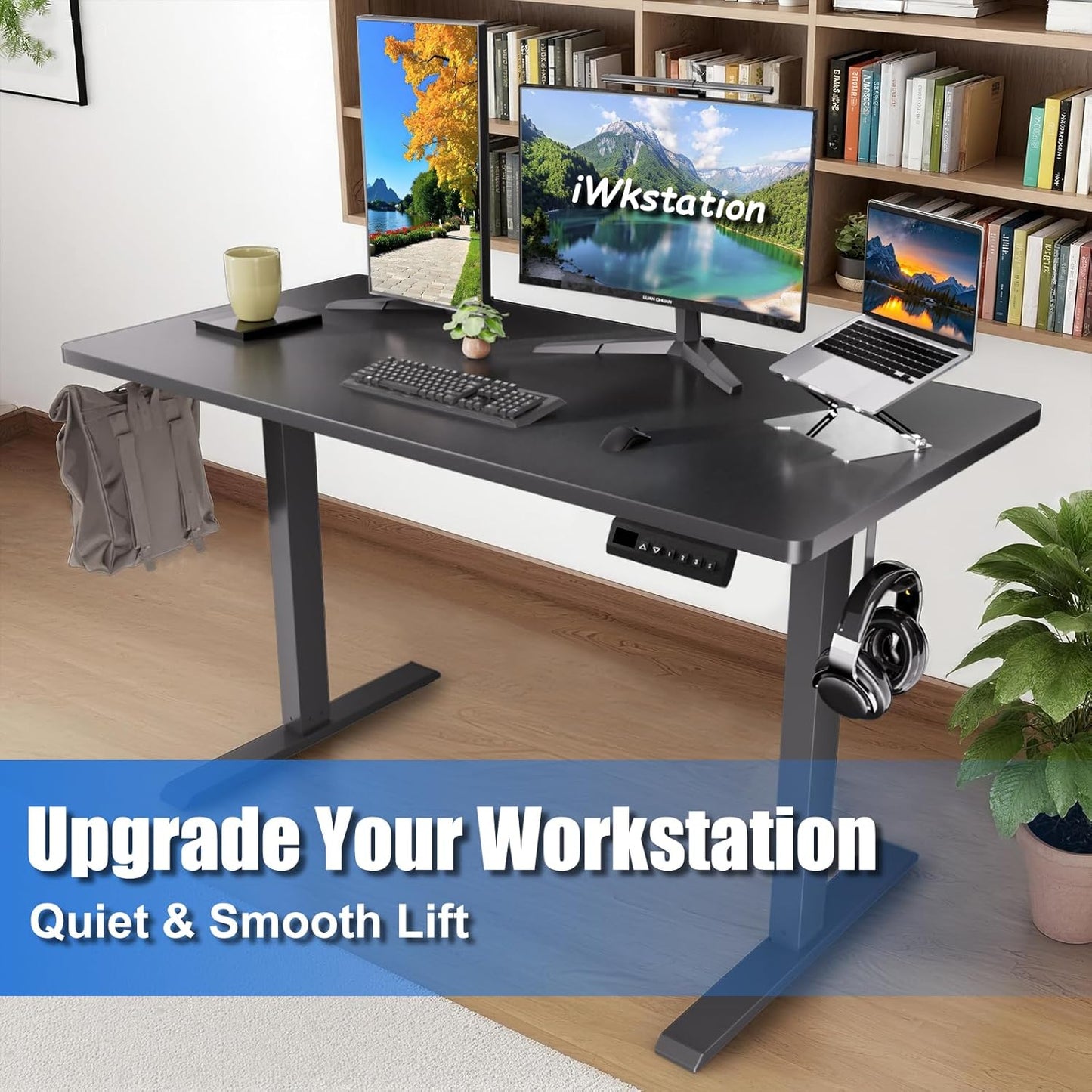 Whole Piece Standing Desk with Wheels Adjustable Height- Mobile Stand up Desk with Lockable Casters, Portable Sit Stand Desks Electric for Home & Office Workstation
