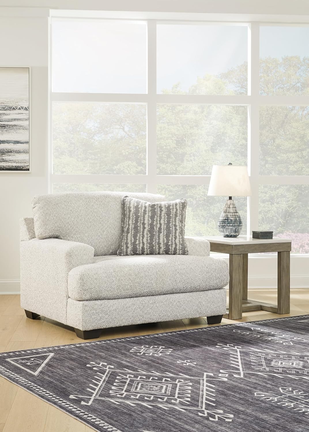 Signature Design by Ashley Brebryan Coastal Upholstered Oversized Chair with 1 Accent Pillow, Beige