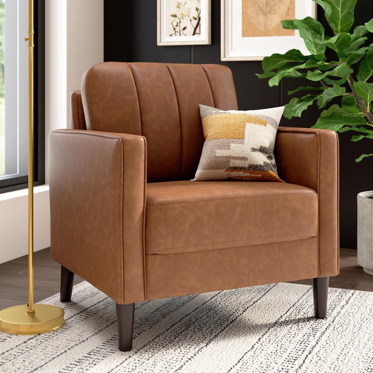 Bush Home 32-inch Accent Chair, Living Room Furniture, Max Collection, Iron Gray Chenille Fabric