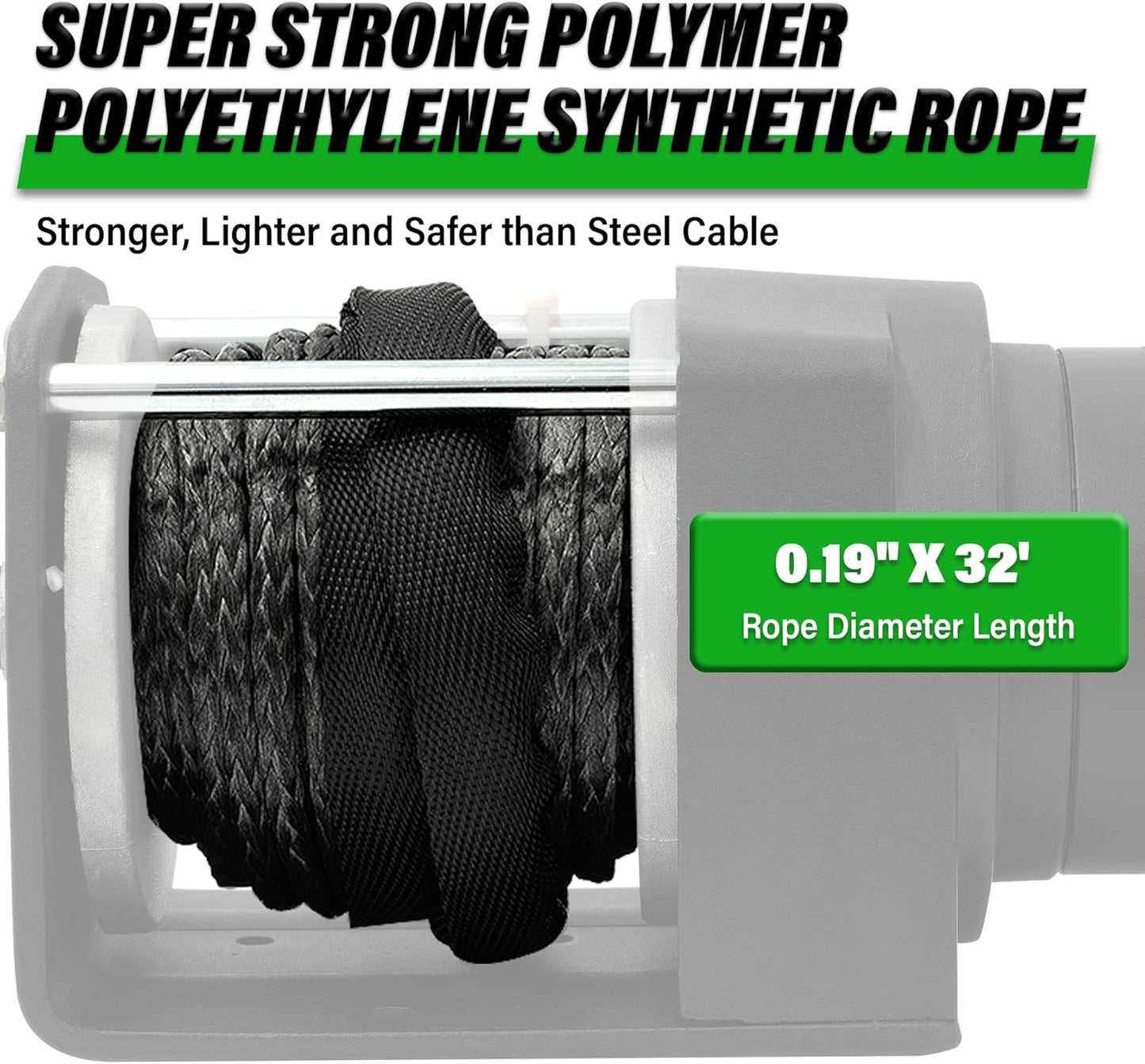 2500 lb ATV Electric Winch, 12V DC, Heavy Duty Synthetic Winch Rope 1/5" x 32FT, Wired Remote Control, Includes Fairlead, Winch Mounting Plate, Ideal for Off-Road, ATV, UTV, Boat Towing Off Road