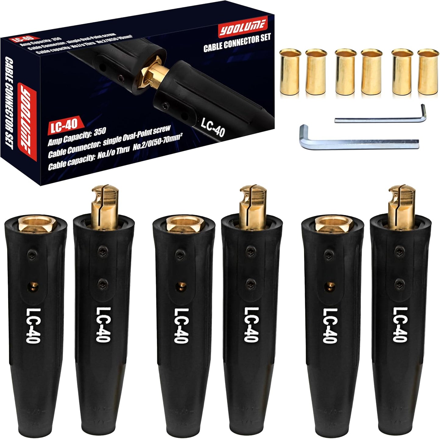 Welding Lead Connectors, 3 Pack LC-40 Welding Cable Connector, Positive Cam Twist-Lock Insulated Connector Pair(Male/Female), Welder Lead Connectors, Welder Cable Connectors, Welding Lead Ends