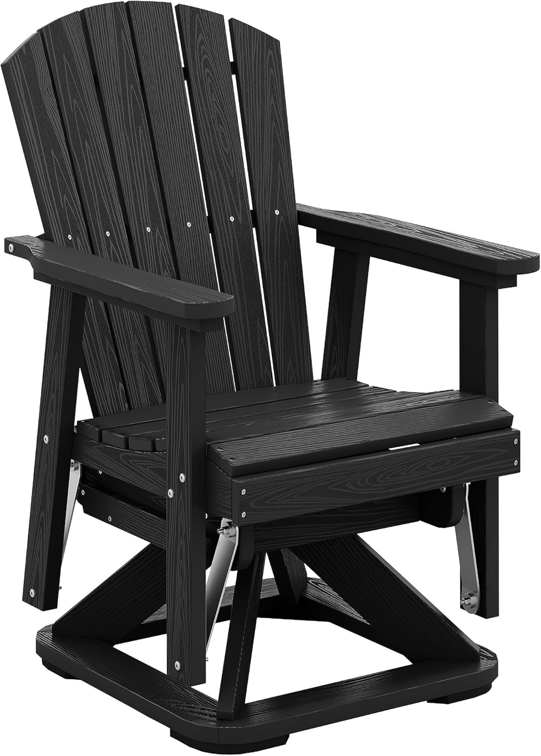 SERWALL Adirondack Swivel Glider Chair, HDPE Swivel Glider Set of 2 for Outdoor, All-Weather Glider Chair for Porch, Balcony, Midnight Black