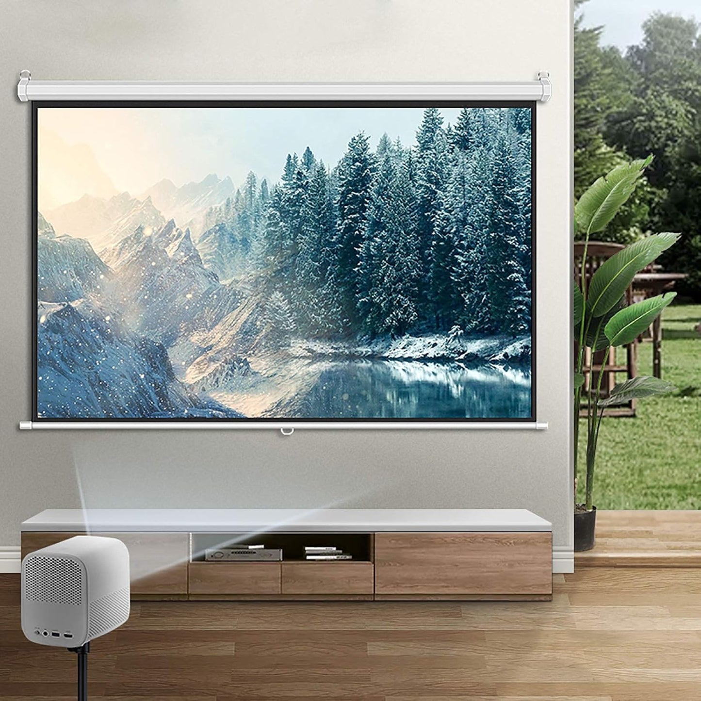 Ceiling Wall Mounted Retractable Projector Screen, 4:3/16:9 HD Manual Pull Down Wrinkle-Free Projection Screen, for Home Theater Conference Movie Presentation (84inch 16:9