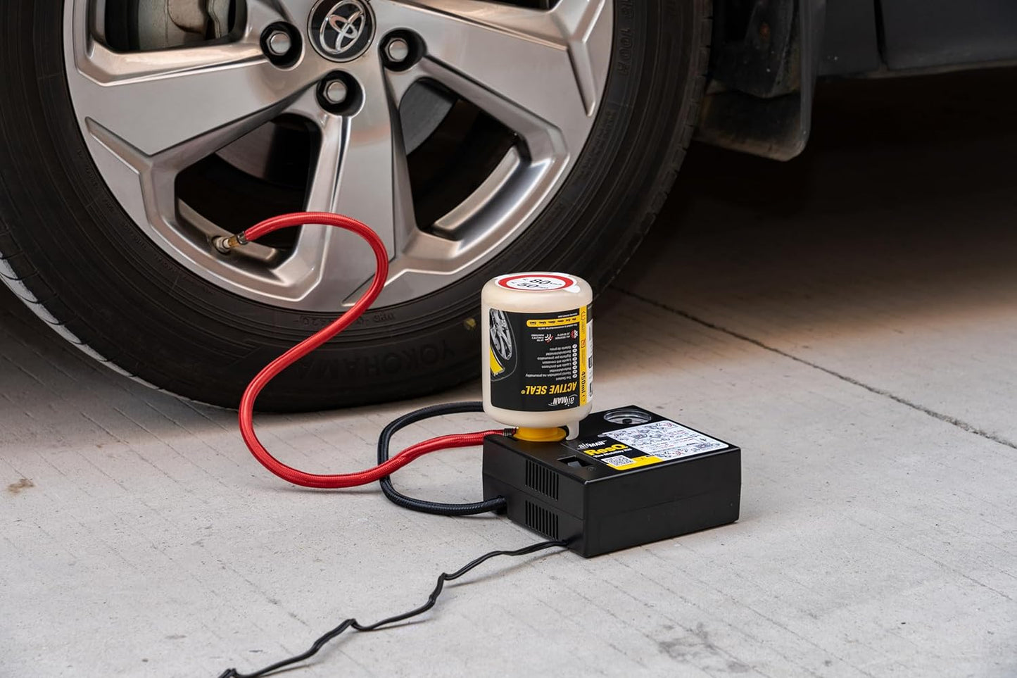 AIRMAN Flat Tire Repair Kit - ResQ 12V Compressor Tire Mobility Kit with Water Based Sealant