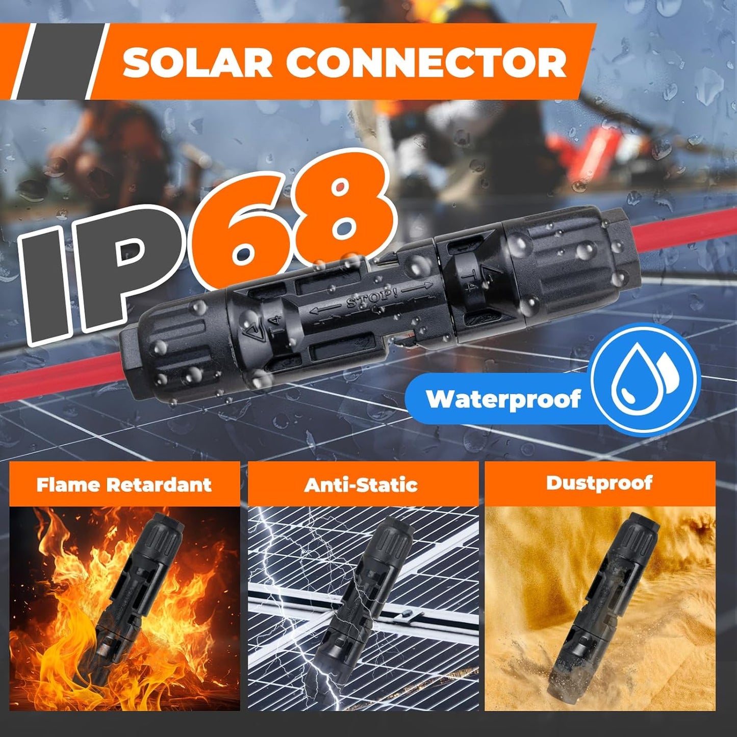 30PCS Solar Crimper Tool Kit - Crimping Tool, Wire Stripper, 25 Pairs Solar Connectors, Suitcase, and 2 Spanner Wrenches for Solar Panel Cable Assembly