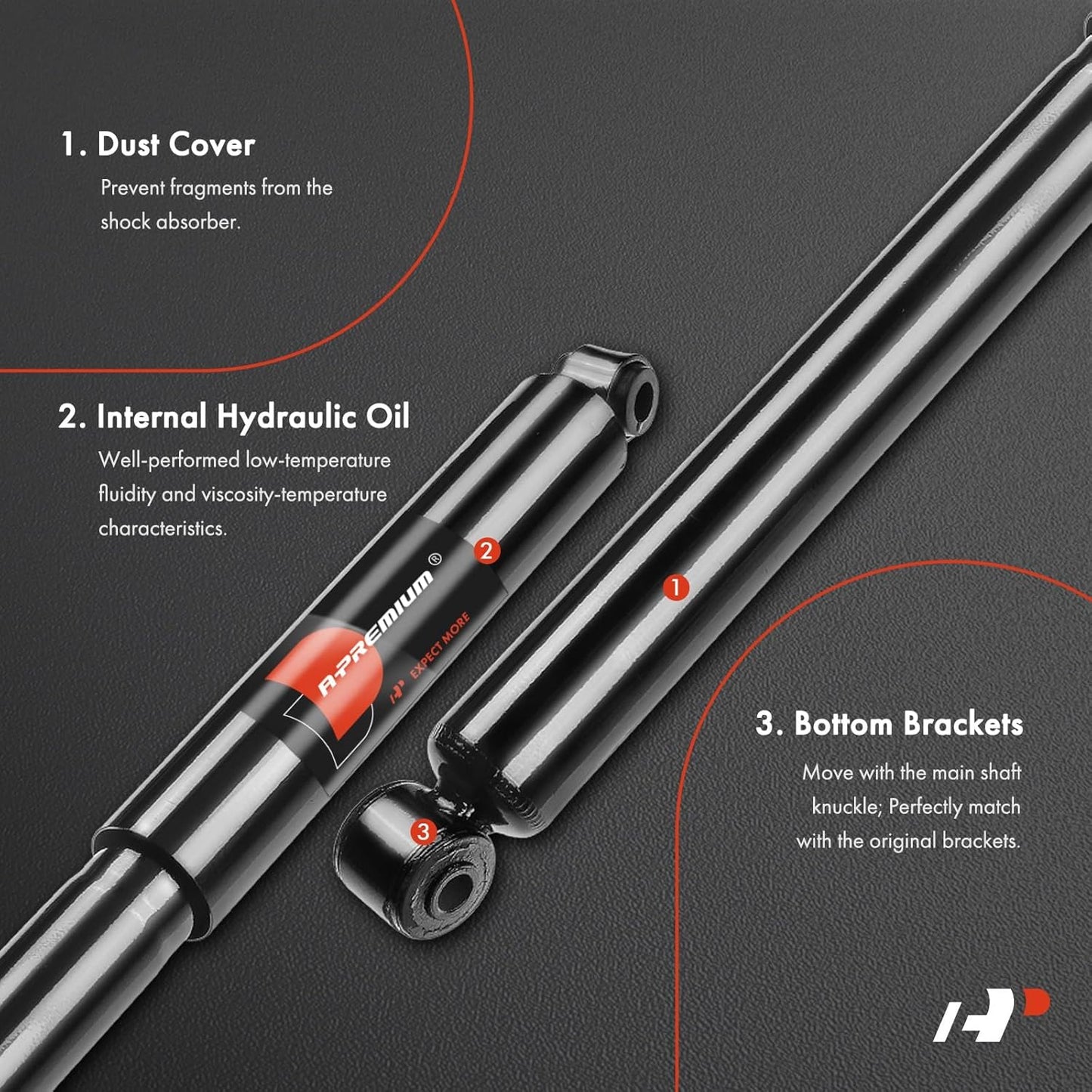 A-Premium Front and Rear Shock Absorbers Struts Compatible with Ford Ranger 1998-2011 & Mazda B3000 1998-2007, B4000 1998-2009 - [4WD or RWD with Torsion Bar Front Suspension]