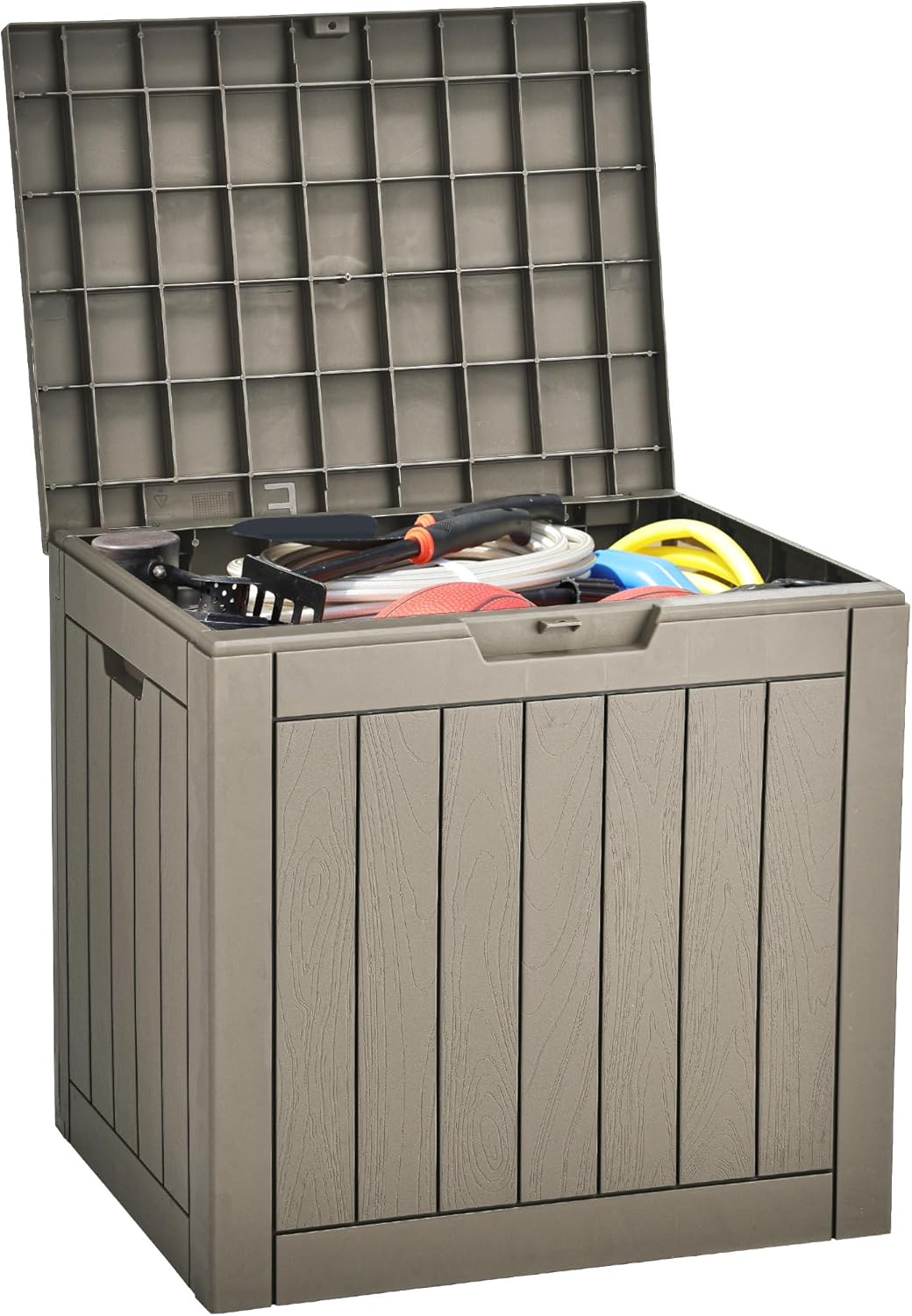 YITAHOME 120 Gallon Large Outdoor Storage Box with X-Shaped Front, Waterproof Resin Deck Box Cushion Storage Bench for Patio, Pool Supplies, Garden Tools - Lockable, Black