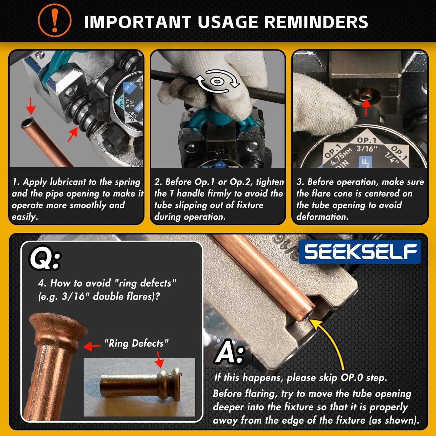 Brake Line Flaring Tool Kit for 45 Degree Single, Double and Bubble Flares, 3/16", 1/4", 5/16", 3/8" and 4.75mm Steel Copper Metal Tubing, with Tubing Cutter, Black