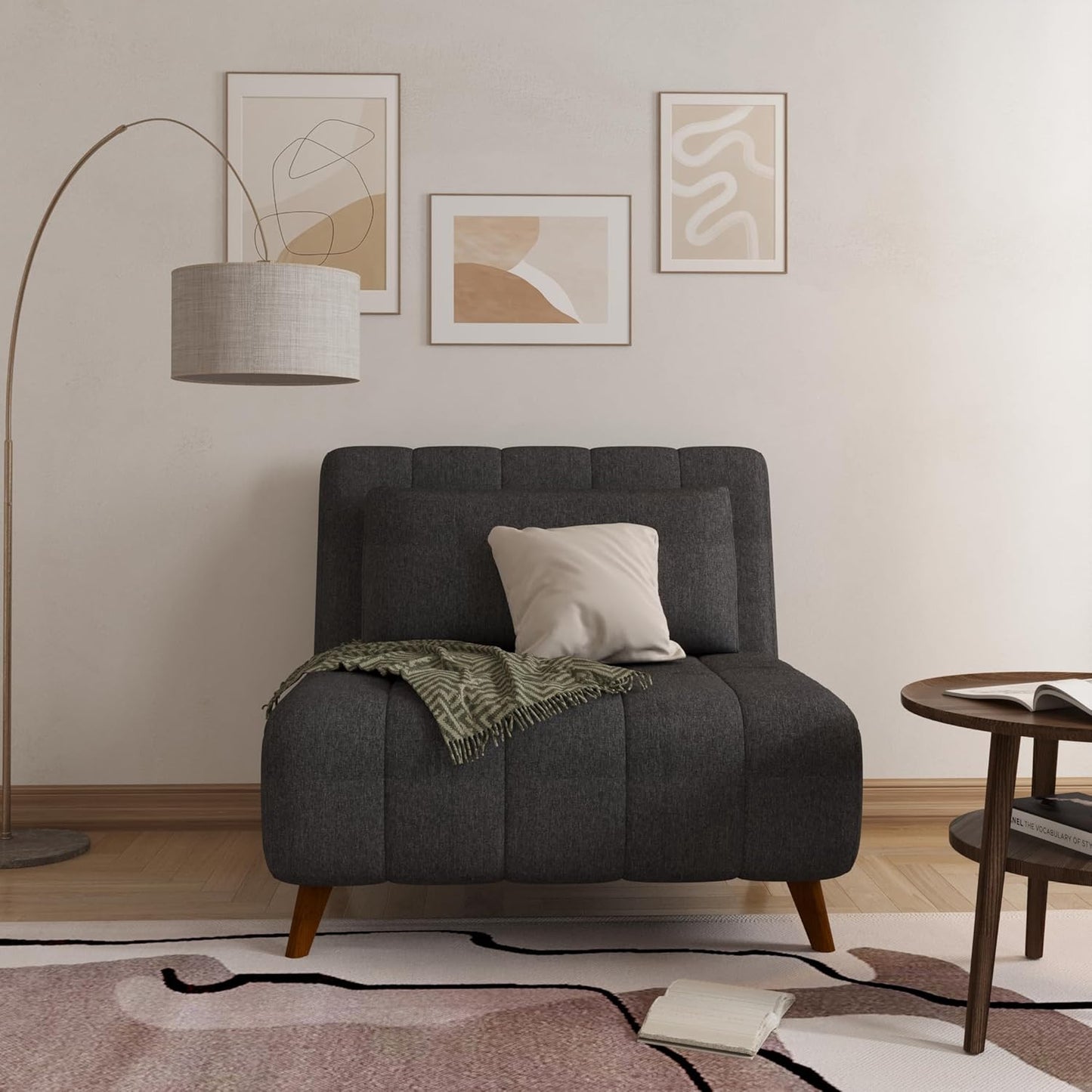 Artdeco Home 40" W Convertible Futon Chair with Matching Pillow(s) for Small Space Living Room and Apartment (Springfield, Moonlight)