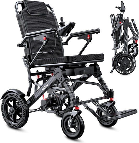 [2025 Upgrade] WOTURE Lightweight Electric Wheelchair for Adults, Long Travel Range, Foldable Power Wheelchair, Power Wheelchair for Seniors, Portable, All Terrain