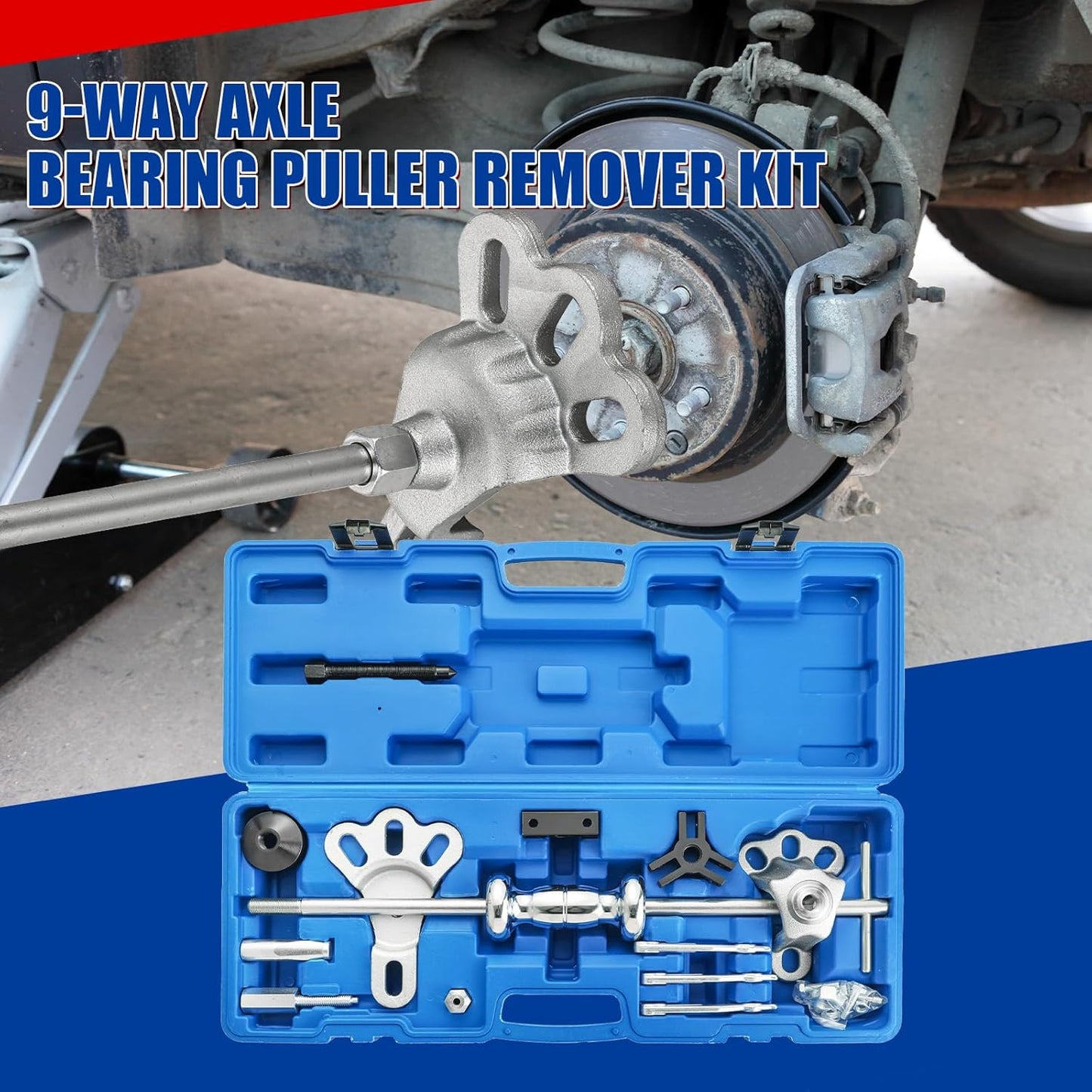 19PCS Slide Hammer Puller Set, 9-Way Axle Bearing Puller Remover Kit, Rear Wheel Axle Bearing Remover & Dent Hub Gear Puller Tool
