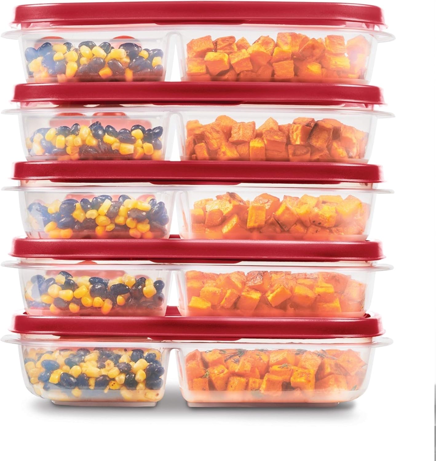 Rubbermaid 60-Piece Food Storage Containers with Lids, Microwave and Dishwasher Safe, Red Color, Ideal for Meal Prep and Pantry Storage
