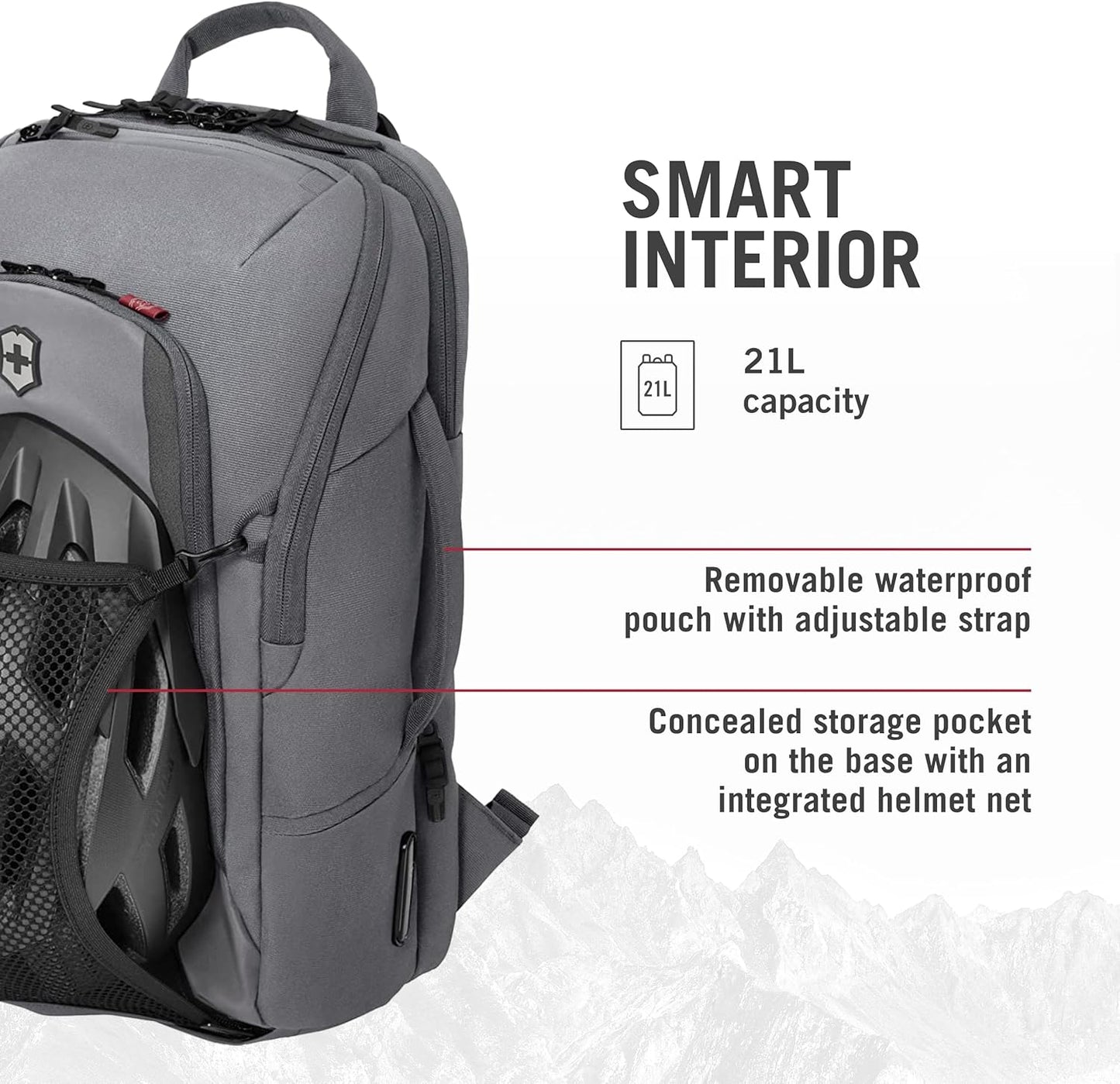 Victorinox Touring 2.0 Commuter Backpack - Professional, Durable 15" Laptop Backpack for Daily Use - Features Waterproof Pouch - 21 Liters, Light Gray