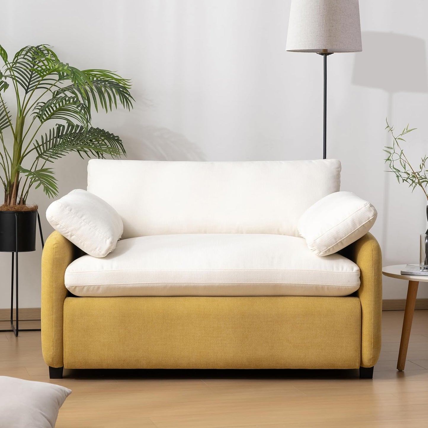 50'' Chenille Oversized Accent Chair, Modern Single Sofa Lounge Living Room Chair with Large Seat and Extra Wide Armrests, Comfy Upholstered Reading Armchair for Living Room, Bedroom, Yellow