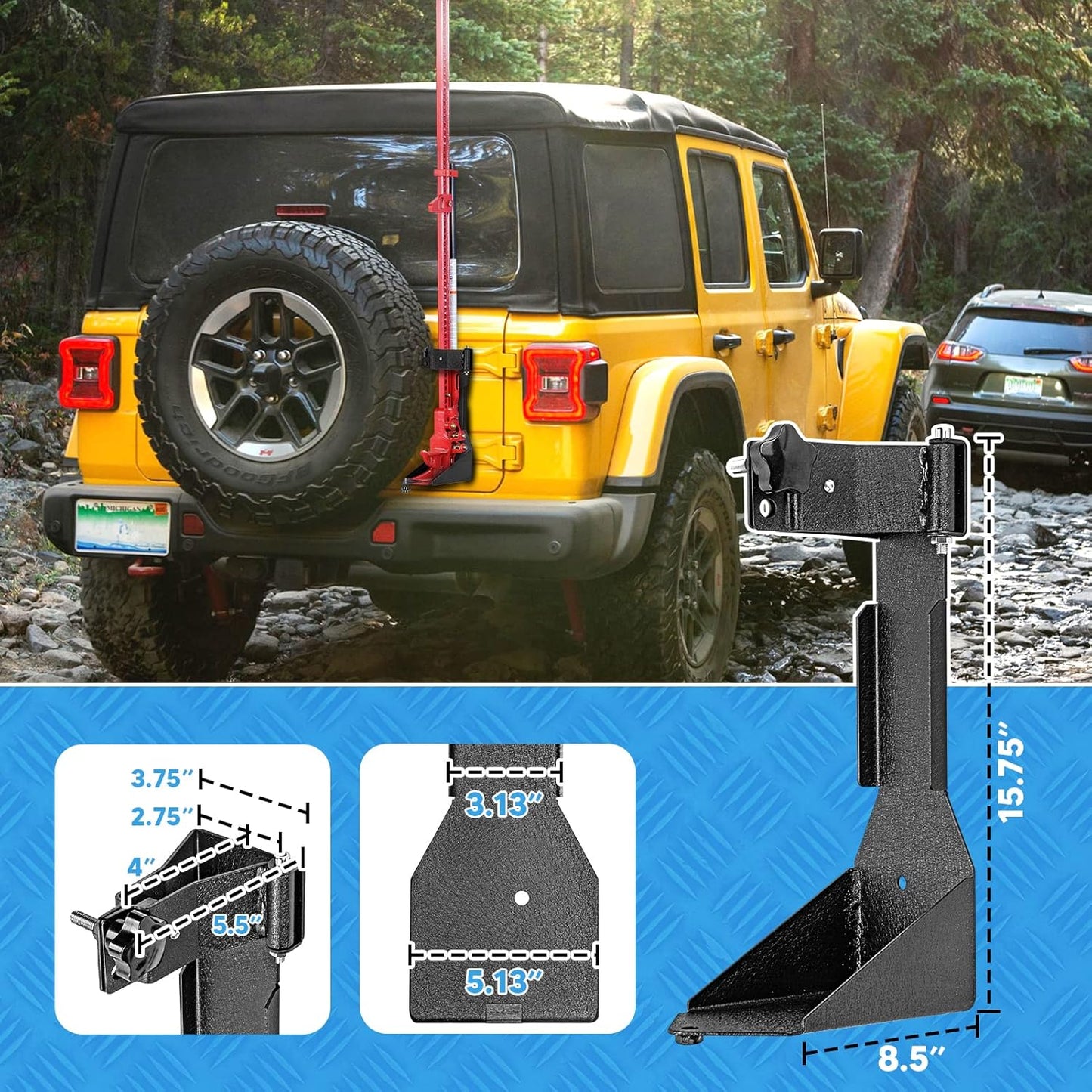 WeiSen Jack Holder Mount High Lift Jack Carrier Compatible with Jeep Wrangler JL 2018-2024