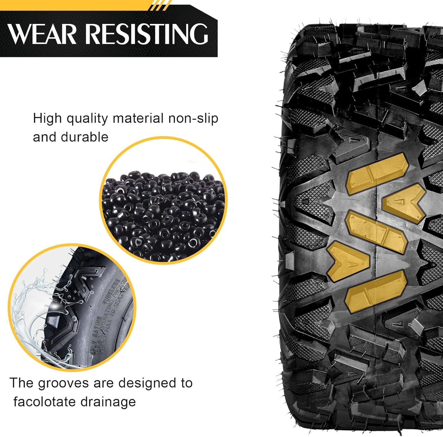 Complete Set of 4 All Terrain ATV UTV Tires 25x8-12 Front & 25x10-12 Rear 6PR Tubeless