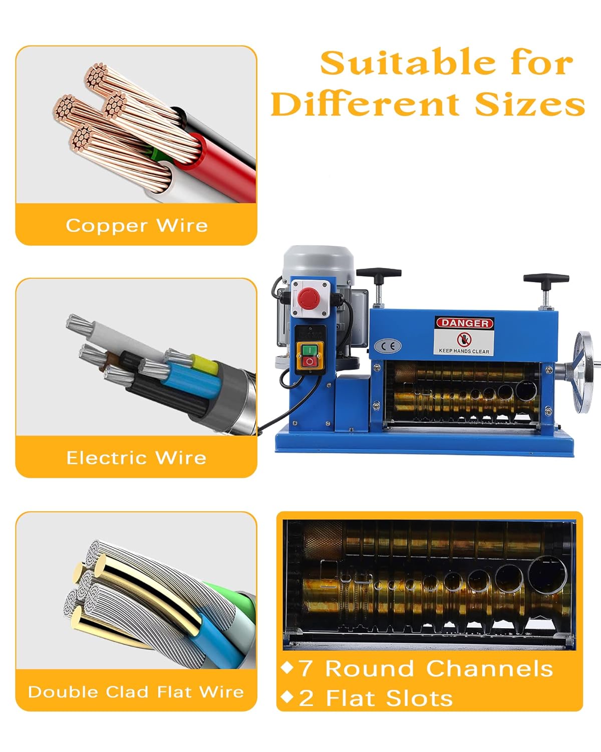Automatic Wire Stripping Machine for 0.06" -1.5", [High Precision] [75 ft/min] Wire Stripper Tool with An Extra Manual Crank, Electric Wire Stripper for Scrap Cable Copper Recycling