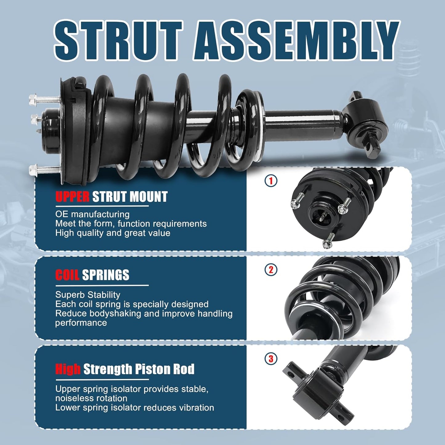 Vextone - Front Struts Shock Absorbers Complete Assembly - Fit for 2007-2013 Chevrolet Chevy Silverado 1500, GMC Sierra - Quick Install Replace 139105 Ready Strut (Set of 2)