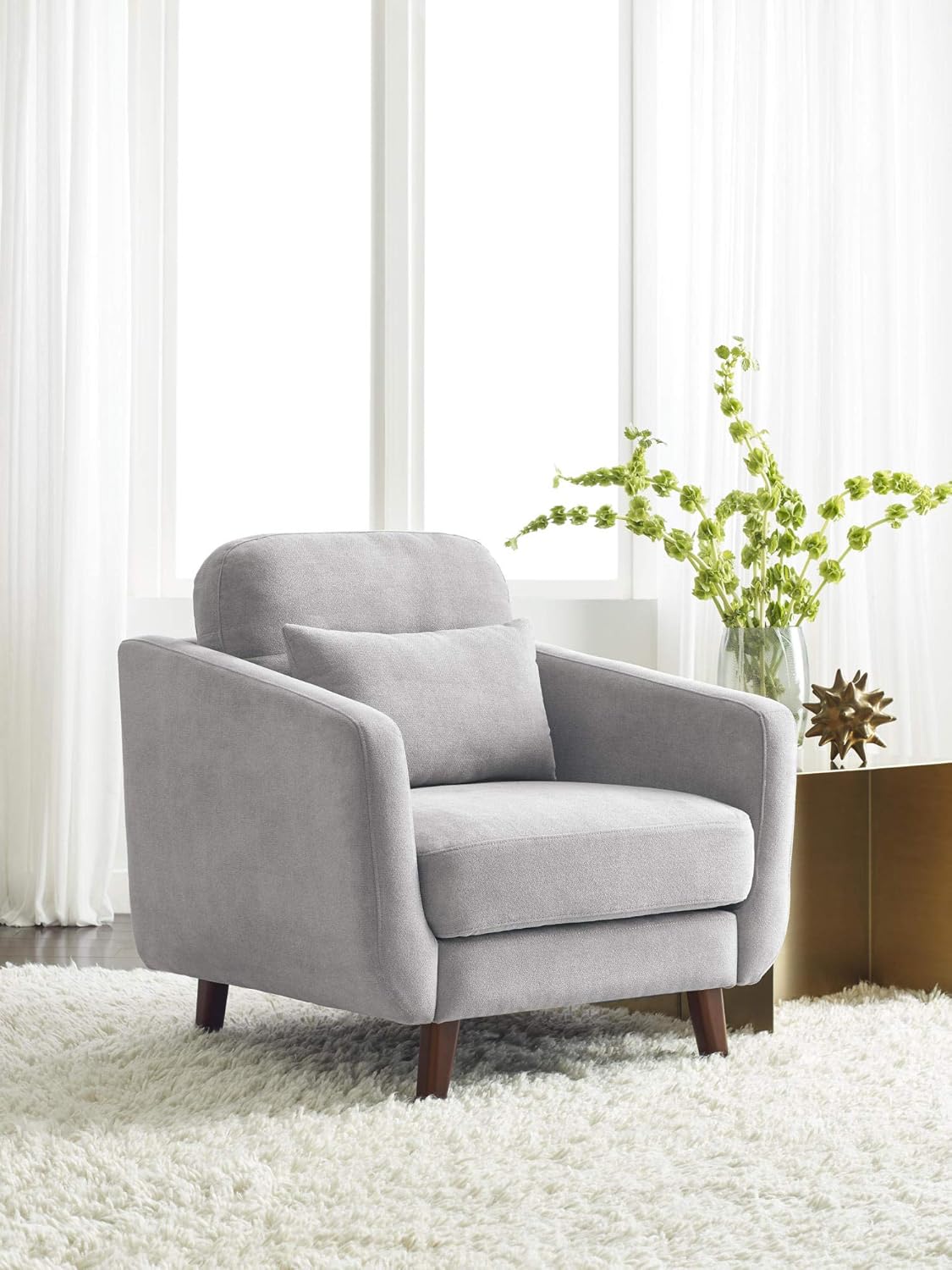 Serta Sierra Living Room Sofas Modern Design, Microfiber Upholstered Couch Ideal for Smaller Spaces Arm Chair Smoke Gray