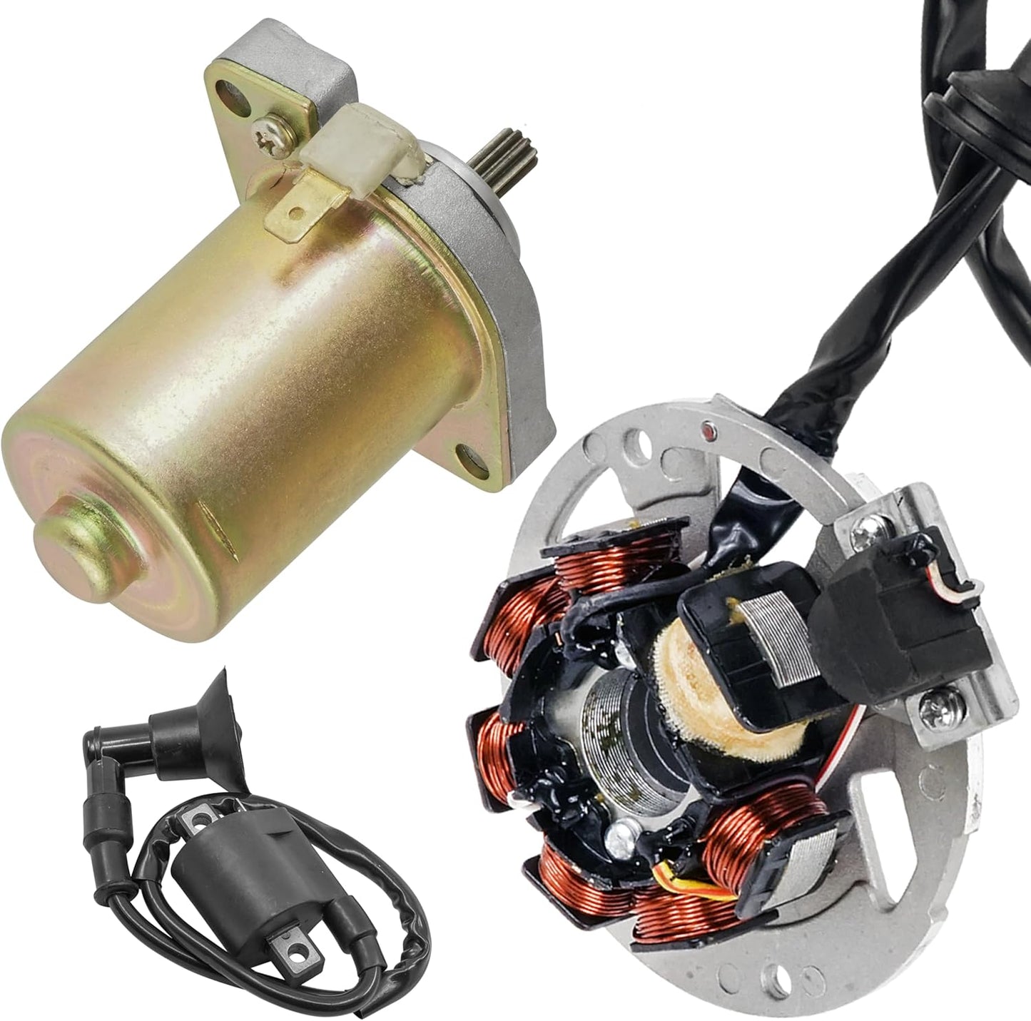 Caltric Stator & Starter & Ignition Coil Compatible With Polaris Scrambler 50 2001 2002 2003