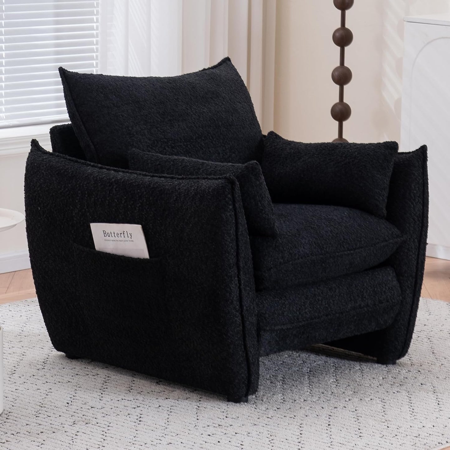 35.82" Upholstered Oversized Accent Chair Wide with Pillows, Chenille Deep Seat Reading Oversized Armchair Modern Comfy, for Living Room,Bedroom,Apartment,Office (Pink)