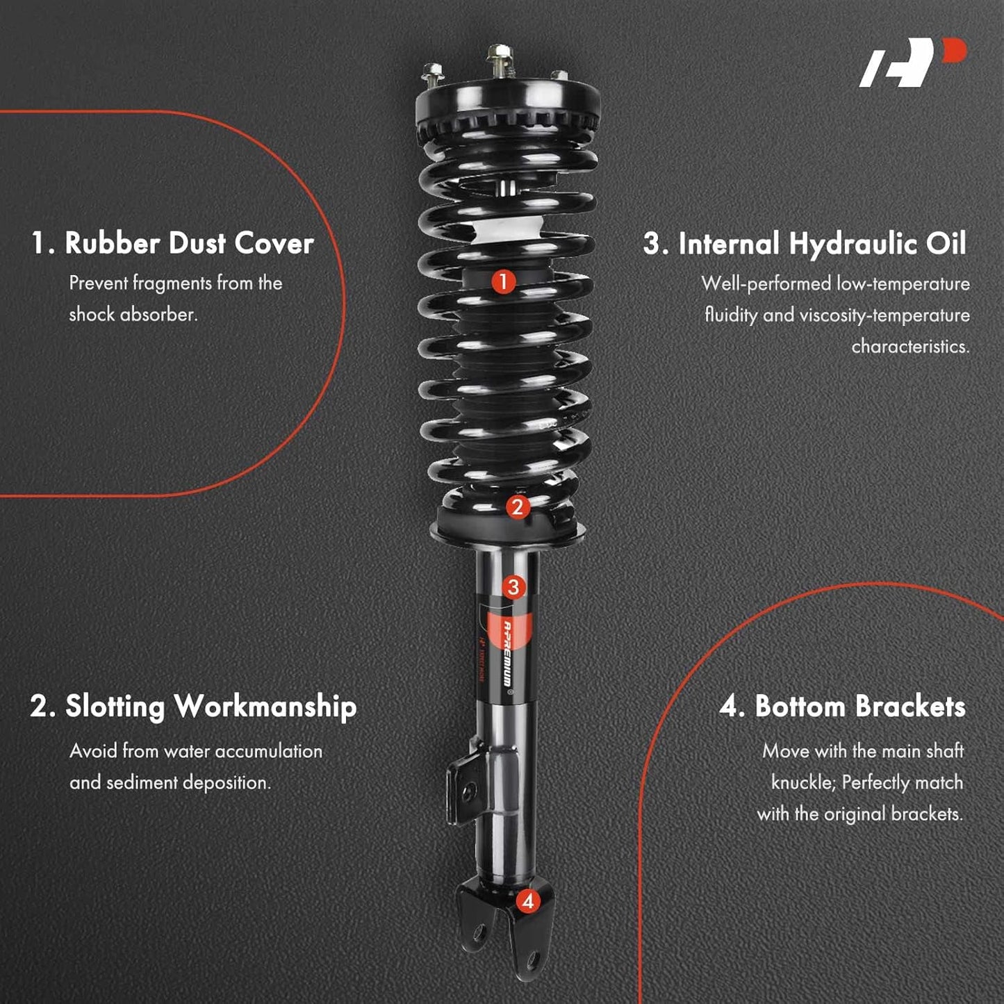 A-Premium Front Pair (2) Complete Strut & Coil Spring Assembly Compatible with Chrysler 300 2005-2010, V8 5.7L, RWD, Driver and Passenger Side