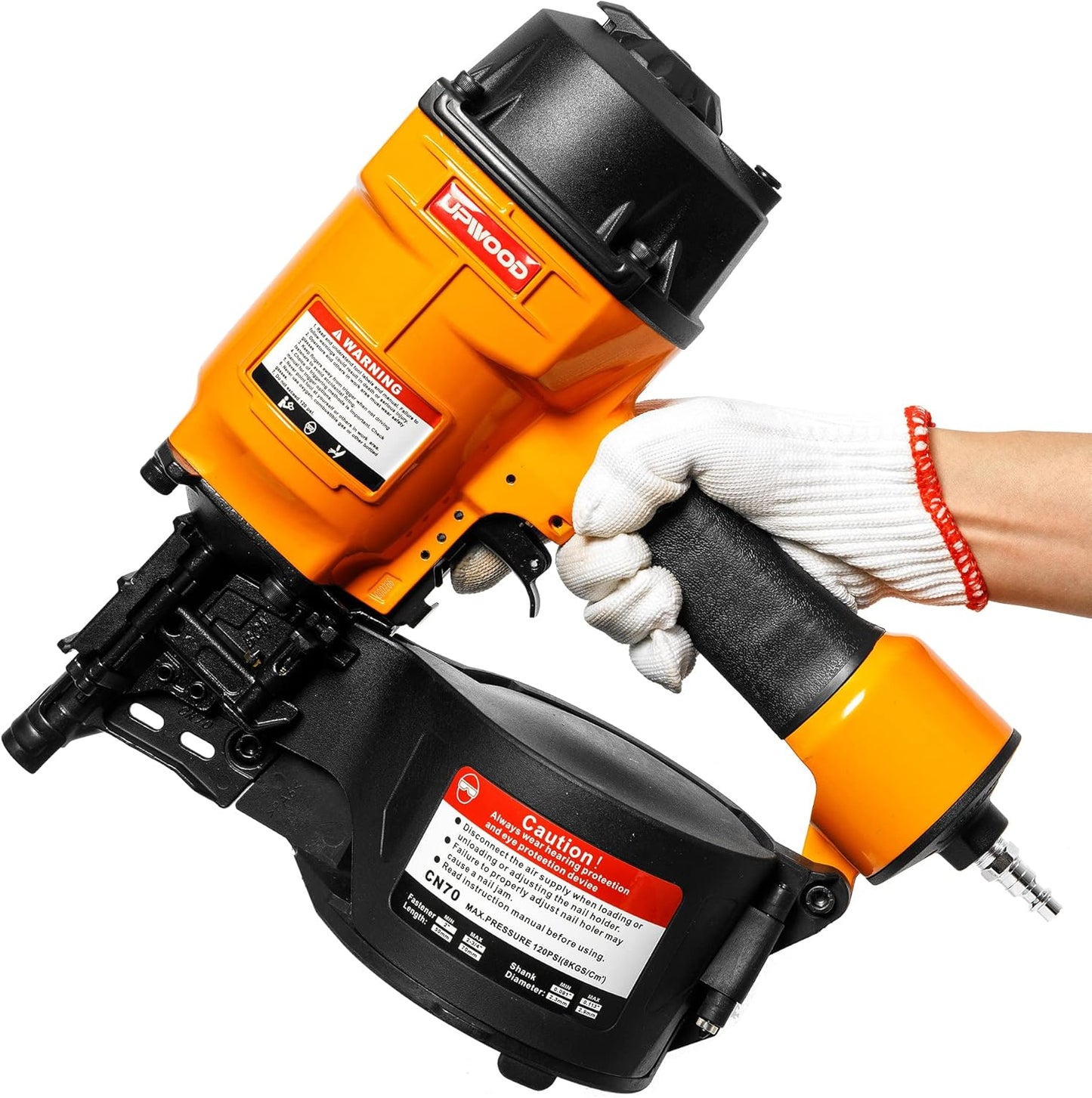 CN55 Air Coil Nailer, 1 Inch to 2-1/4 Inch 15 Degree Coil Nail Gun Fast Shooting Fencing Nailer Pneumatic Coil Framing Nailer