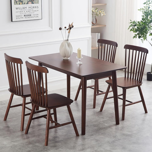 4 Pieces of Dining Chair, Rubber Wood Material, Solid Wood Dining Table Chair, Living Room Chair, Simple and Natural (Walnut)