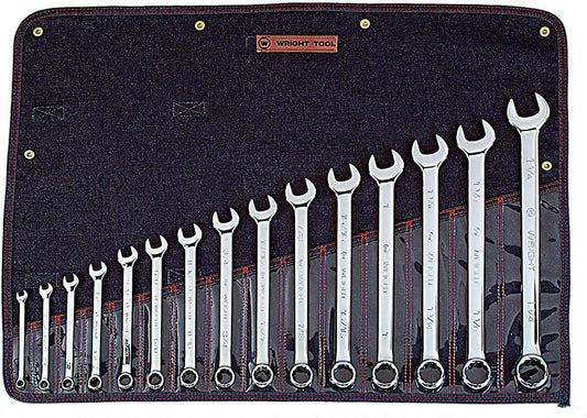 Wright Tool 915 Full Polish 12 Point Combination Wrench Set 5/16" - 1-1/4" (15-Piece),Silver