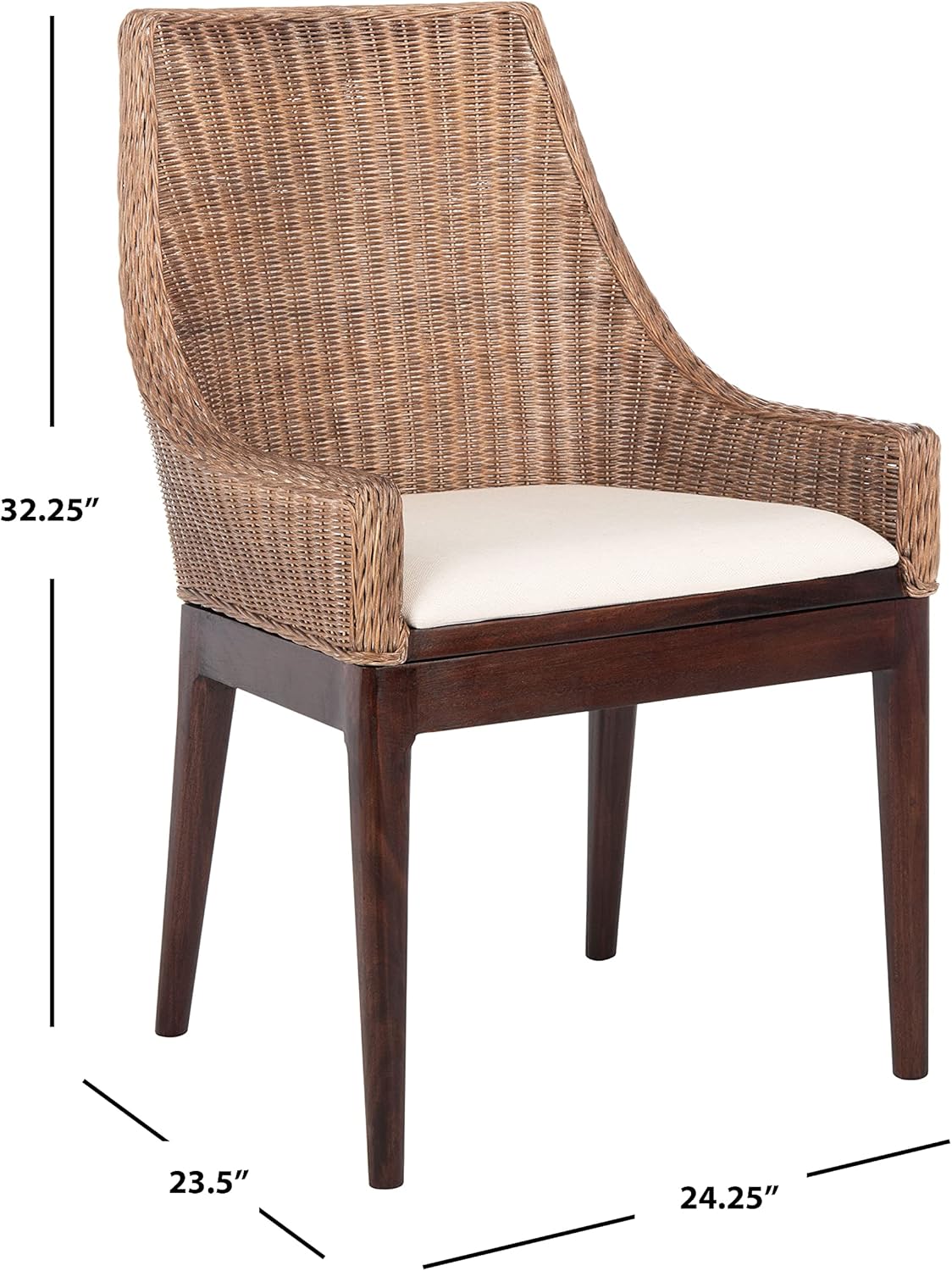 SAFAVIEH Home Collection Franco Coastal Brown/White Cushion Sloping Accent Chair SEA4000B