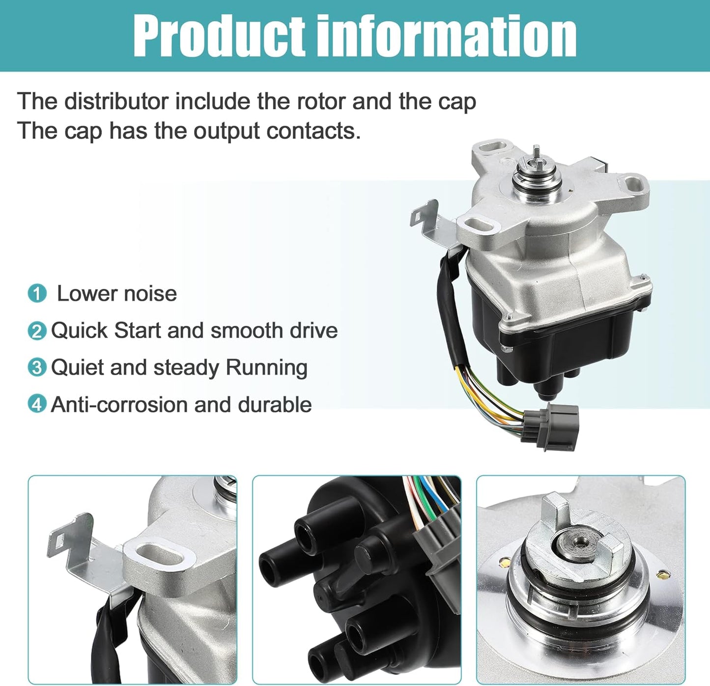 X AUTOHAUX Replacement Ignition Distributor for Honda Civic for Acura EL 1.5L/1.6L SOHC 1999 2000 TD-91U TD91U TD63U TD-63U TD-73U TD73U