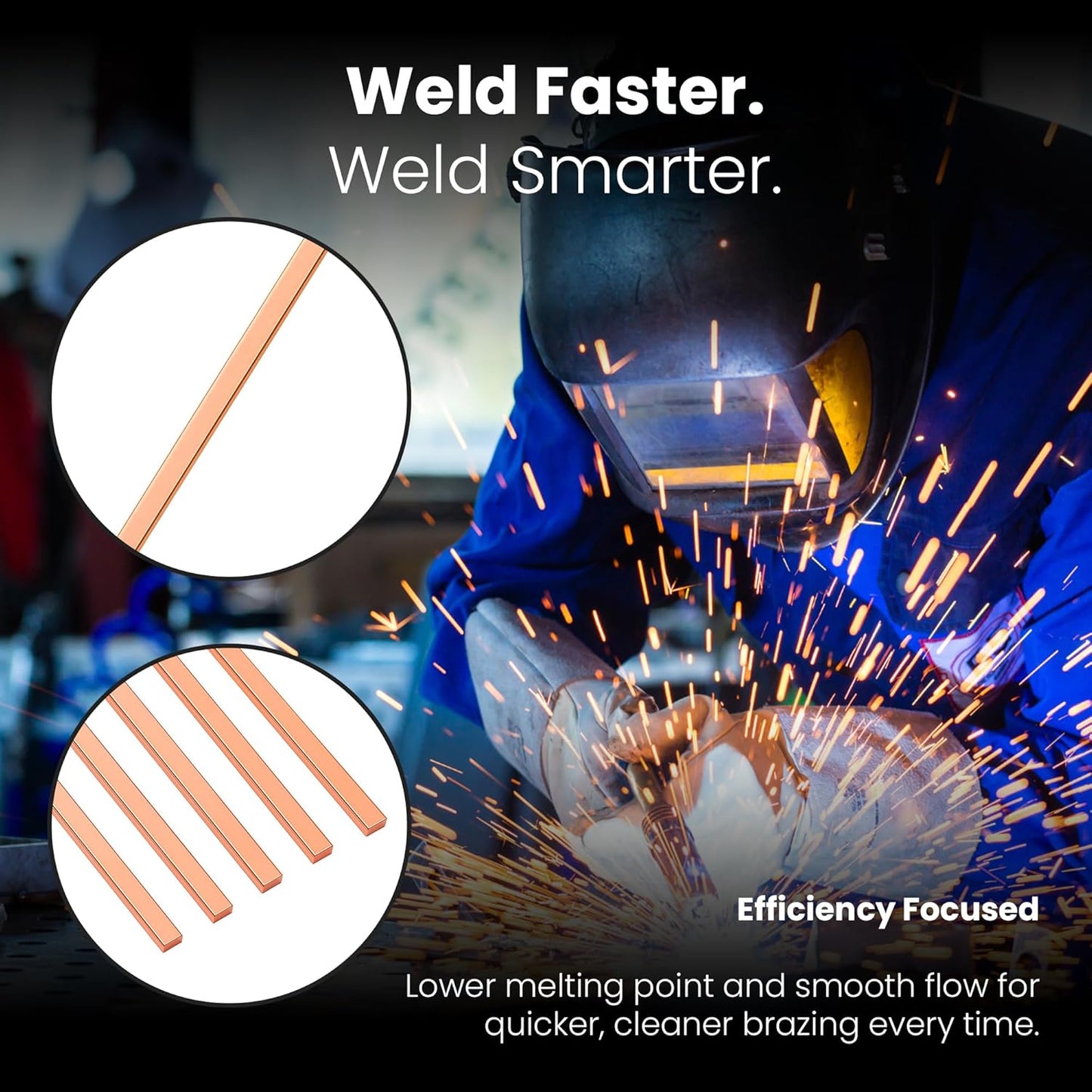 Brazing Rods with Raised Segments Desgin, 15% Silver Brazing Rod BCuP-5, Copper Brass Brazing Rods for HVAC & Plumbing, Silver Solder Welding Rod Kit, 42pcs 10" Brazing Rods Flux Coated for Copper