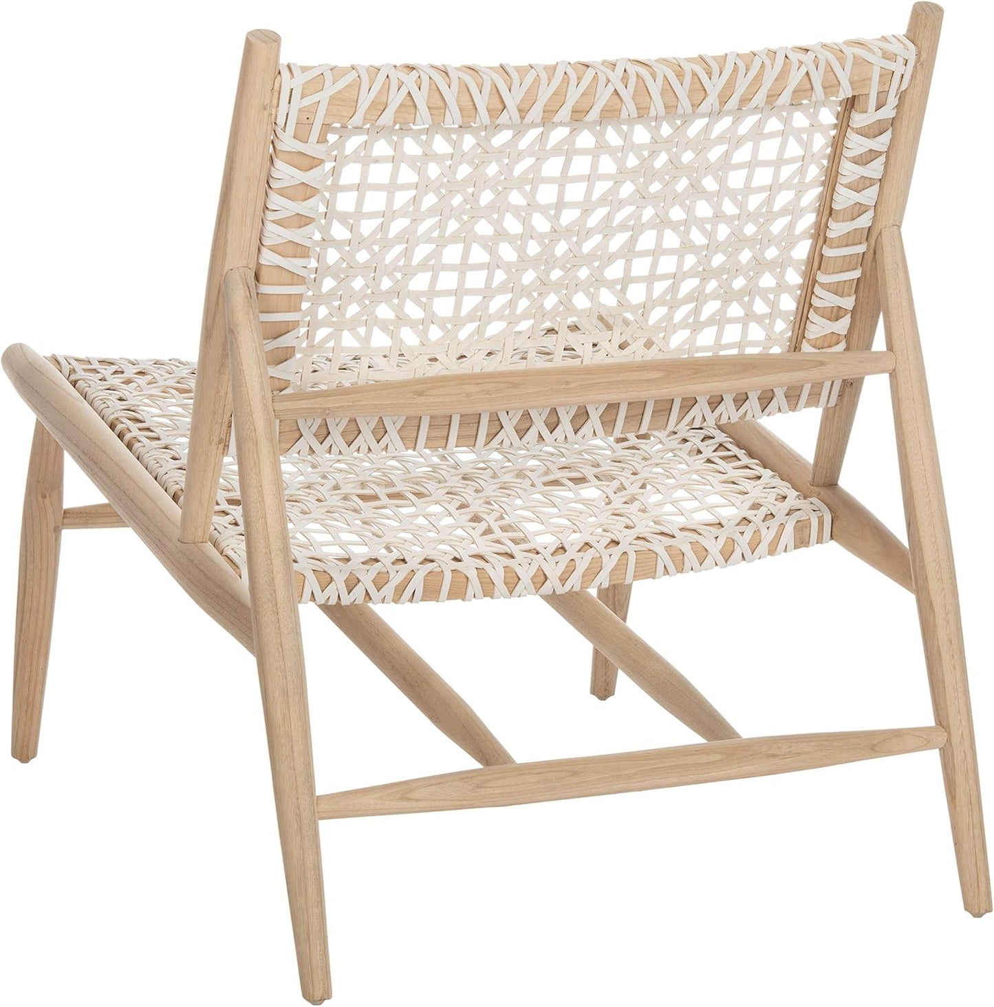 Safavieh Home Bandelier Light Natural and White Leather Woven Accent Chair