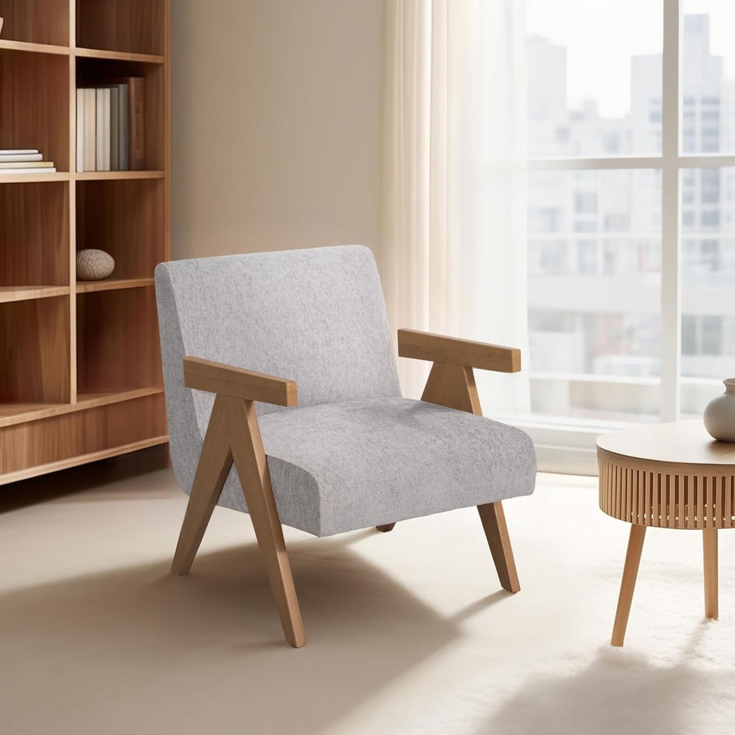 Sagebrook Home Modern Upholstered Accent Chair with Non-Woven Cushion & Sturdy Wooden Frame for Home, Office, Bedroom, Living Room - 31" Gray