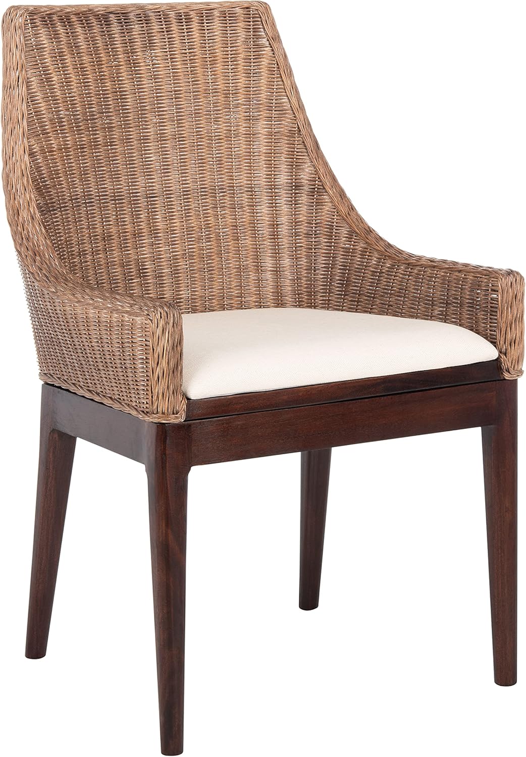 SAFAVIEH Home Collection Franco Coastal Brown/White Cushion Sloping Accent Chair SEA4000B