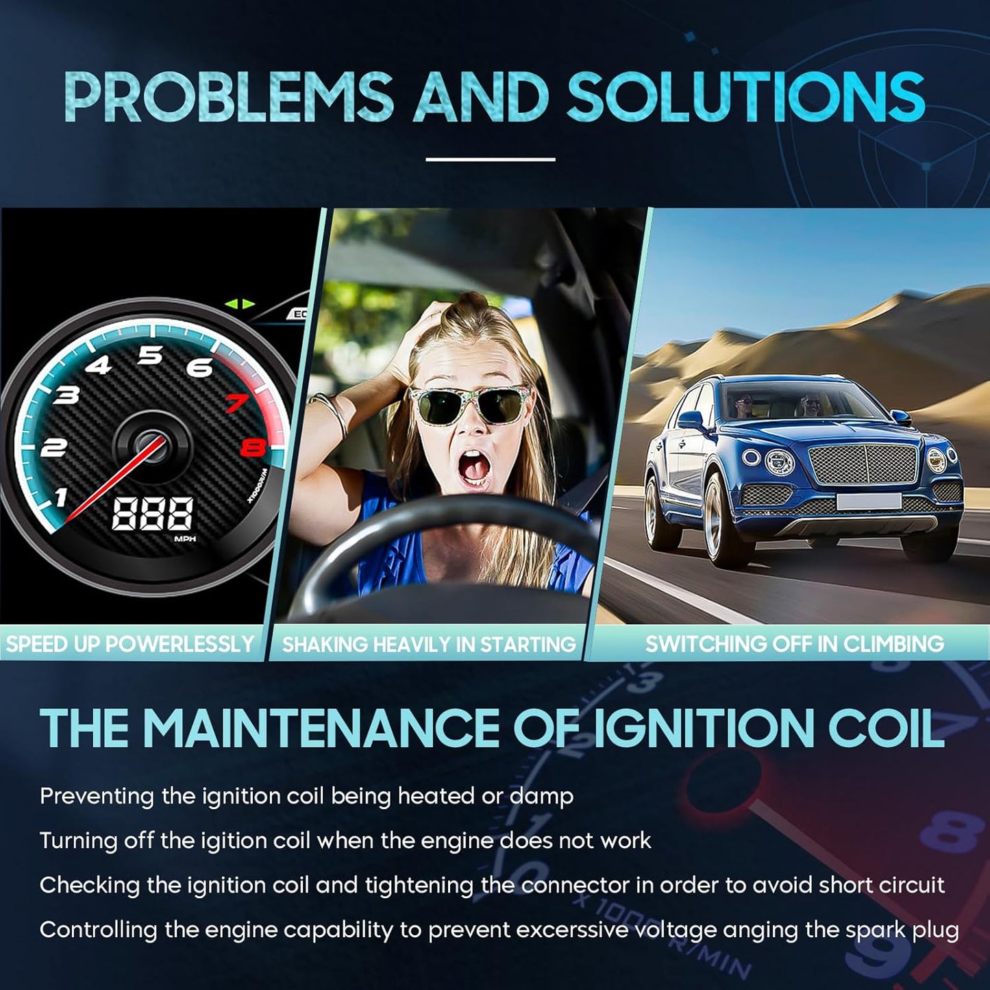 Set of 4 Ignition Coil Pack Compatible with Ford Escape Fiesta Fusion Transit Connect 1.6L L4 2013 2014 2015 2016,2017 2018 2019, Replace for UF674 C871 GN10644, Black