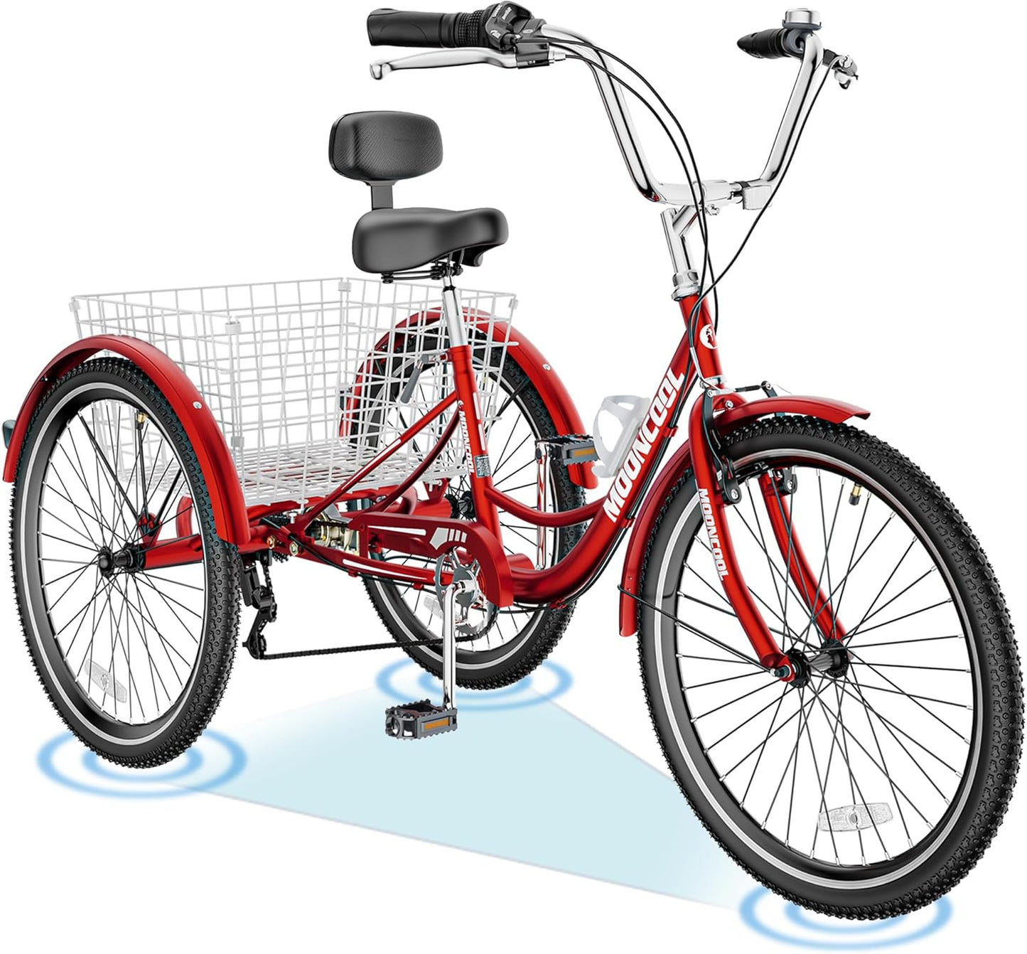 ABORON Adults Tricycle, 3 Wheels Bike for Adult, Tricycle for Adults, Double-Wall Wheel Rims, Tricycle for Women Men Exercise Outdoor Sports