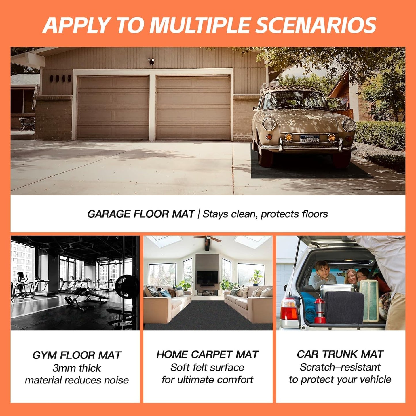 7.4'x 17' Garage Floor Mat & Oil Spill Mat, Heavy Duty Under Car Mat for Garage & Driveway, Protects Against Oil, Chemicals & Stains with TPE Anti-Leak Backing, Reusable & Washable