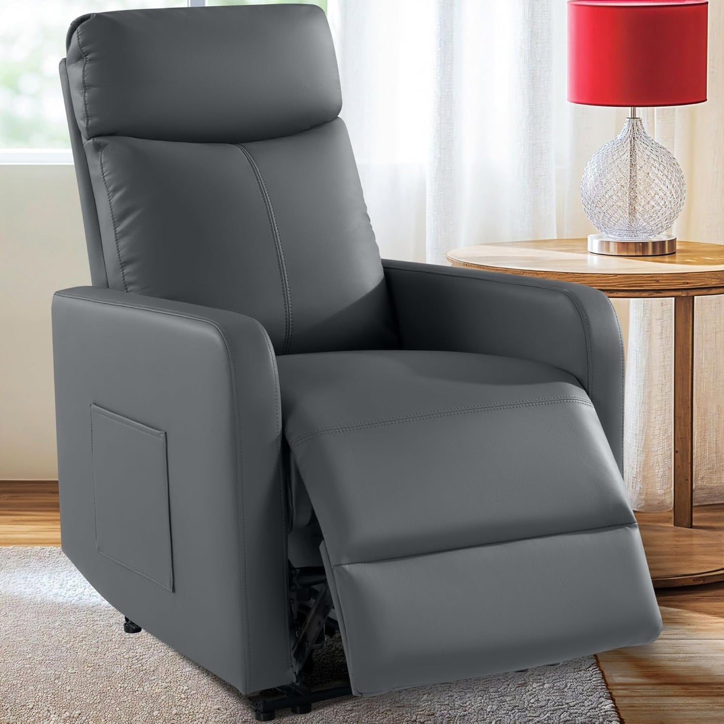 Zero Wall Power Recliner Chairs, Small Recliner for Small Spaces and Petite People Man Woman (1, Dark Brown Faux Leather)
