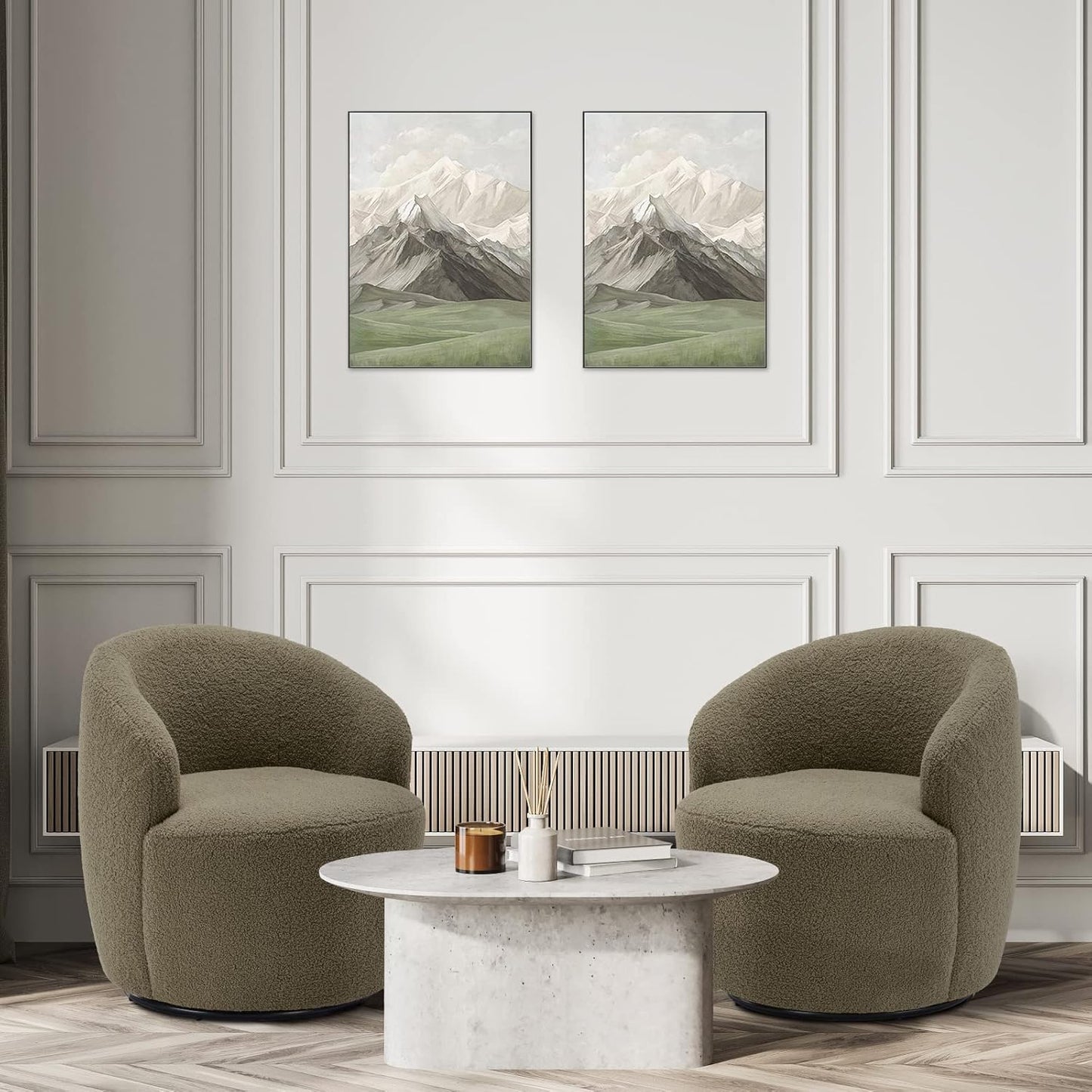 Set of 2 Swivel Chair, Swivel Barrel Accent Sofa Chair, Modern Teddy Fabric Club 360 Degree Swivel Chair, Small Leisure Arm Chair for Nursery, Living Room, Hotel, Bedroom, Office, Lounge, Blue